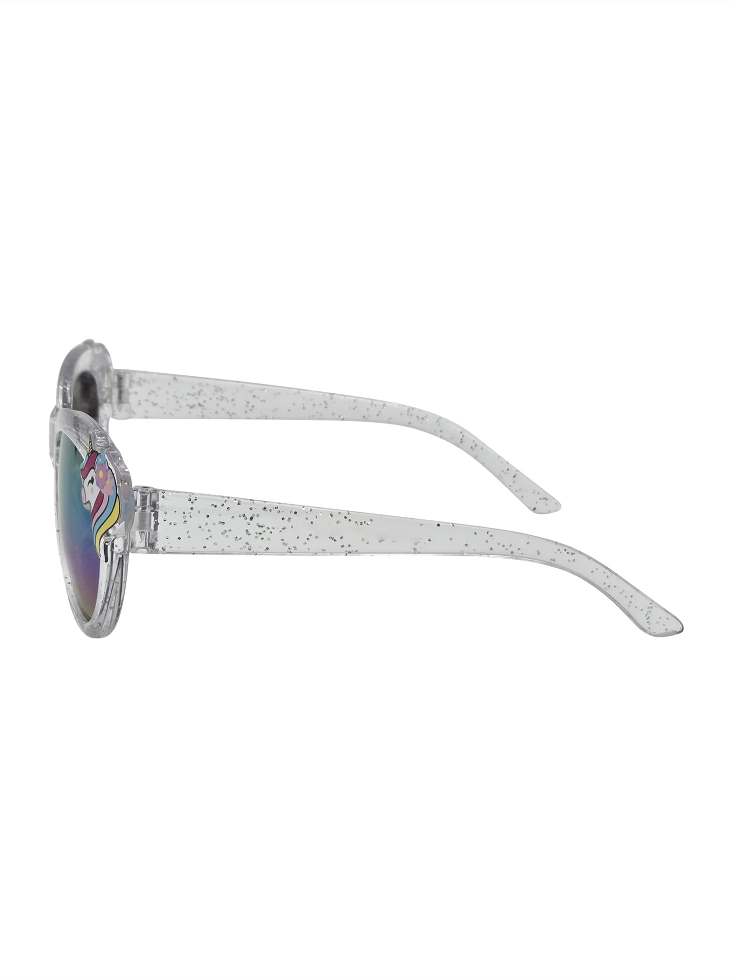 Kids Plastic Cateye Clear Frame Multicolor Mirror Lens Sunglasses