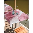 thumbnail image 2 of Outdoor Tablecloth with Umbrella Hole for Patio/Picnic/Party/Camping, Pink Marble Waterproof Table Cloth Square Cover Washable, Summer Ocean Wave Red Ombre (54"x 54"), 2 of 8