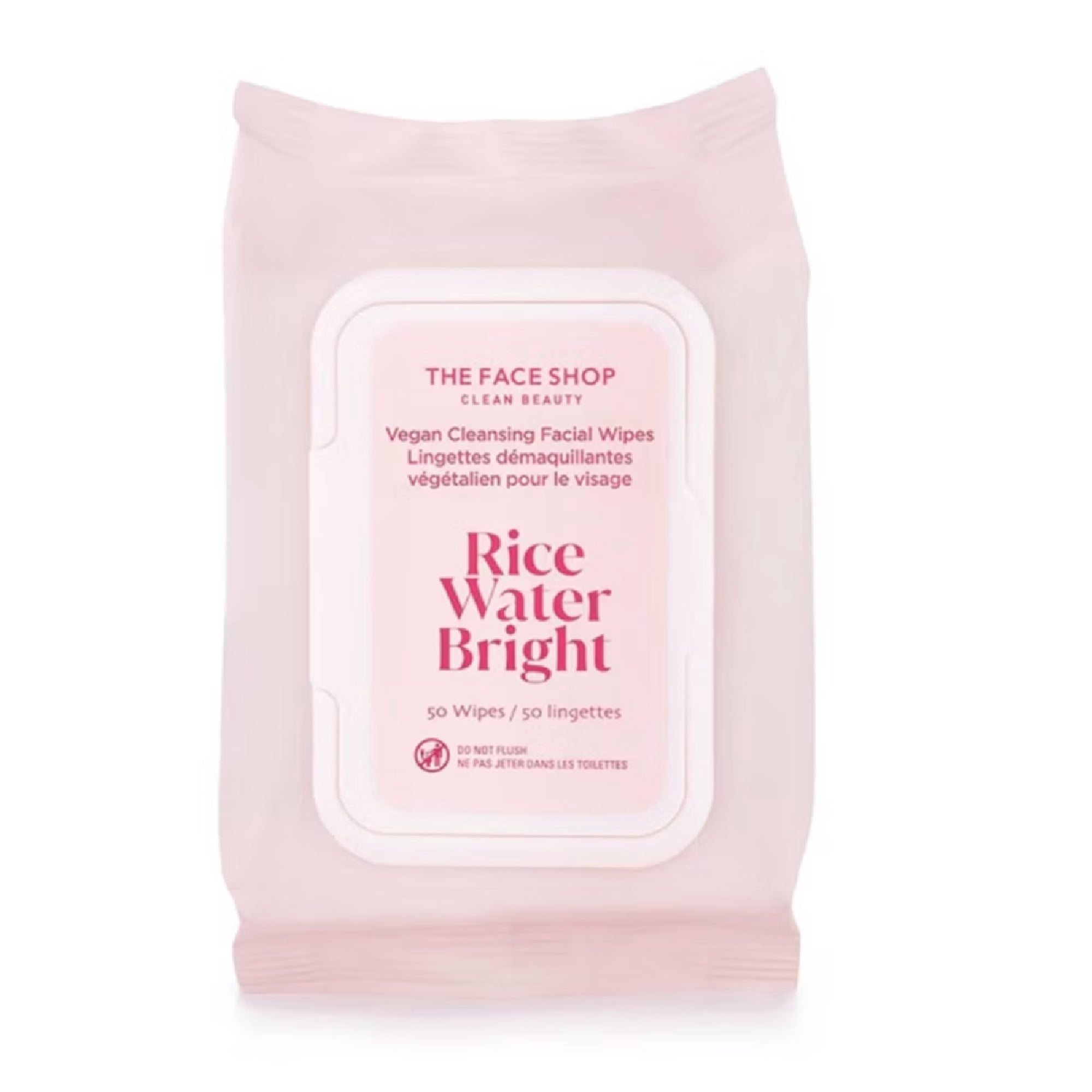 The Face Shop Rice Water Bright Vegan Cleansing Makeup Remover Wipes, 50ct