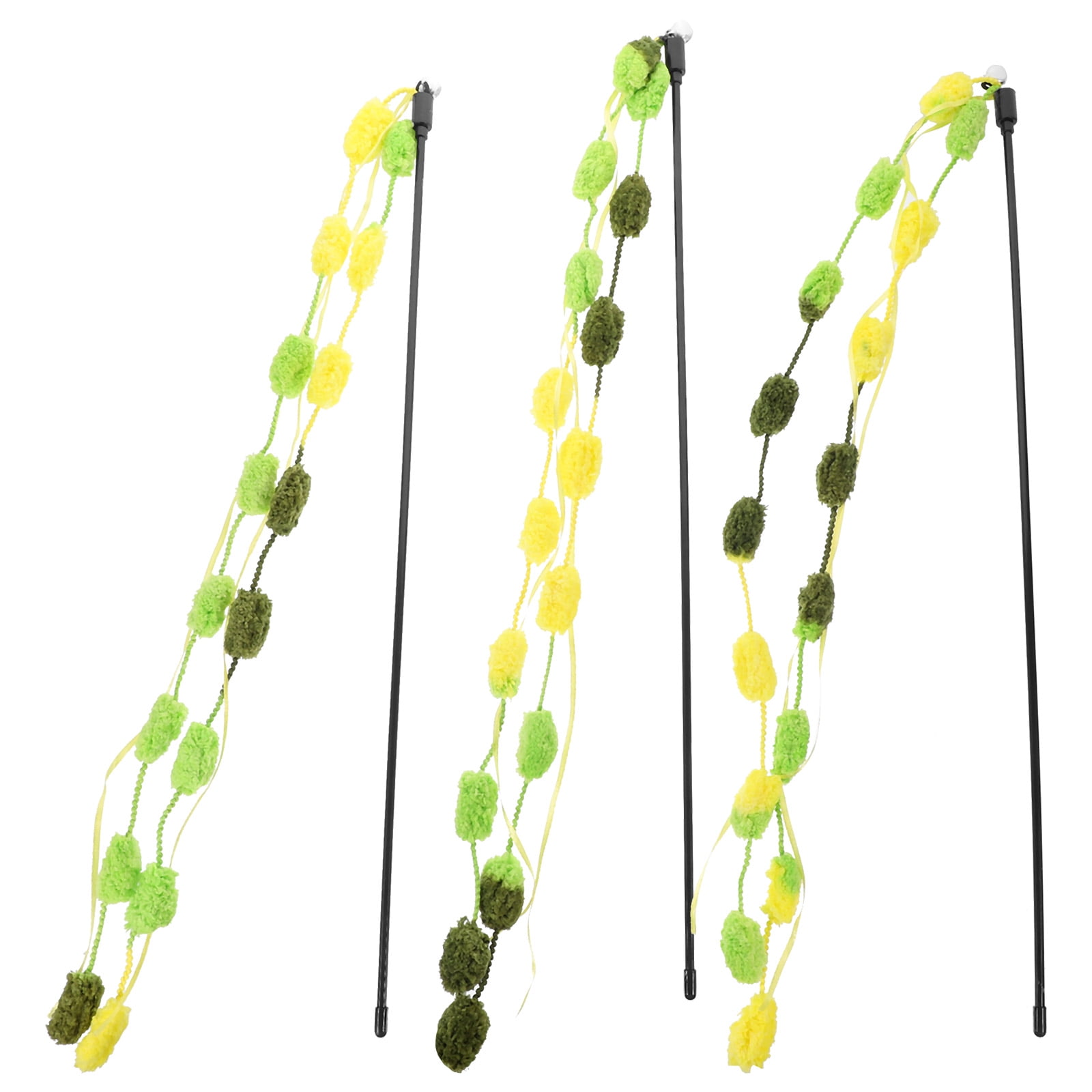 Baluue 3Pcs Cat Chase Wand Eye Catching Colors Portable Plastic for Indoor Pet Entertainment