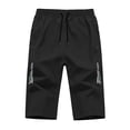 thumbnail image 5 of Xdegoge Mens Workout Capri Shorts Below Knee Length Elastic Waist Drawstring with Zipper Pockets Quick Dry Lightweight Athletic Running Gym Training Activewear, 5 of 7