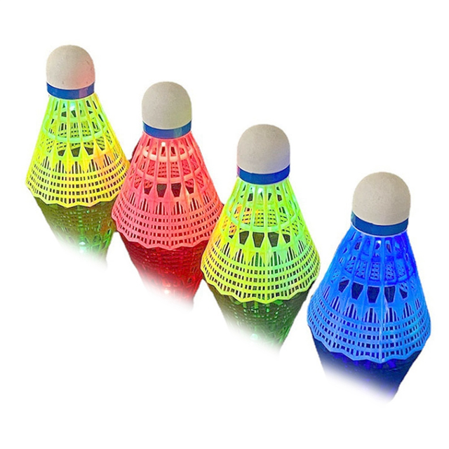 4Pcs Luminous Badminton Balls LED Foamed Plastic Sport Badminton Light-Up Shuttlecocks Badminton Set Multicolor