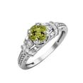 thumbnail image 2 of 5mm Round Shape Natural Peridot 925 Sterling Silver Blossom Design Valentines Day Gifts Ring, 2 of 6