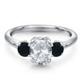 thumbnail image 3 of Gem Stone King 1.94 Ct Oval White Topaz Black Onyx 925 Sterling Silver Ring, 3 of 6