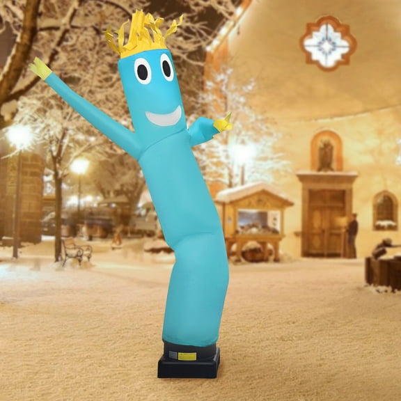 10ft Advertising Inflatable Tube Men Blue Plaid Fabric Waving Inflatable Tube Guy Blow Up Giant Waving Arm Fly Human Model