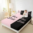 thumbnail image 5 of Homewish Romantic Valentine Twin Sheet Sets for Couple, Black Pink Splicing Twin Fitted Sheet, Modern Simple Theme Flat Sheet, Microfiber Bedroom Decor, 3pcs, 5 of 8