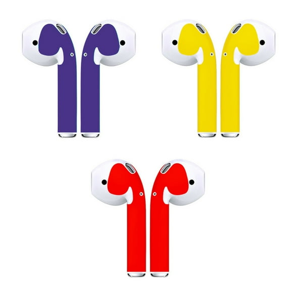 said 3 Pairs Chic Earphone Sticker Dustproof Wireless Headset Sticker Protective Stickers Compatible for Airpods Pro (Red   Gold   Purple)