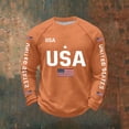 thumbnail image 2 of CONZONE Mens Graphic T-Shirt Independence Day Patriotic Print Long Sleeve Crew Neck Fashion Casual Tops Orange Size 2Xl, 2 of 3