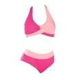 thumbnail image 3 of Hontri Cross-Front Bikini Set with Removable Padding - Wireless Swimwear for Pool, Beach, Or Vacation, Women's Super Soft Sports Bra Wireless Comfort Support Everyday Bralette, Hot Pink, Xxl, 3 of 3