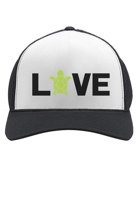 TeeStars - I Love Turtles - Animal Lover Turtle Print Cute Trucker Hat Mesh Cap One Size black/white