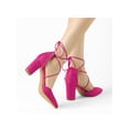 thumbnail image 6 of BLISSFUL STEP Women's Pointy Toe Block Heels Lace Up Pumps, 6 of 8