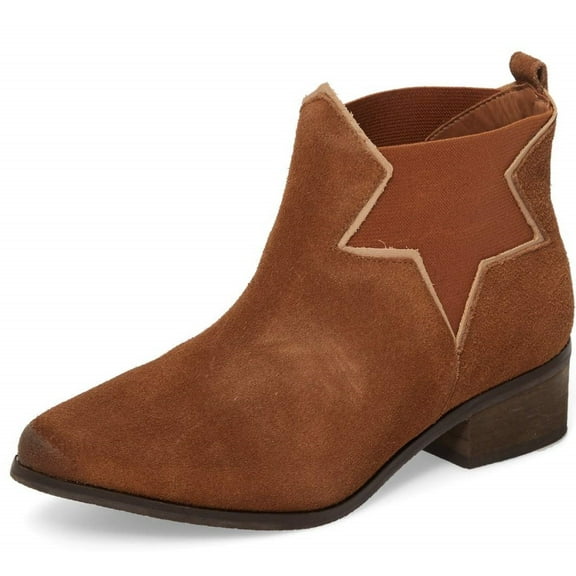 Klub Nico Zelha Cognac Suede Star Chelsea Fashion Block Low Heel Ankle Boots (Cognac, 5)