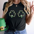 thumbnail image 2 of Besolor T-Shirt Femme Fête de la Saint-Patrick Vert Col Rond Manches Courtes Tee Tops Shamrock Trèfle Graphique Cadeau Festival Tops, 2 of 6