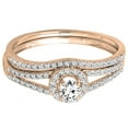 thumbnail image 4 of Dazzlingrock Collection 0.45 Carat (ctw) 14K Round Diamond Bridal Halo Engagement Ring Set 1/2 CT, Rose Gold, Size 5, 4 of 5