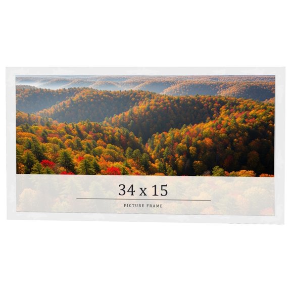 34x15 Frame White Real Wood Picture Frame Width 0.75 inches | Interior Frame Depth 0.5 inches |