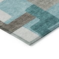 thumbnail image 4 of 9' X 12' Teal Blue Aqua And Beige Abstract Washable Indoor Outdoor Area Rug, 4 of 5
