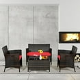 thumbnail image 4 of Gymax 4PCS Patio Rattan Conversation Furniture Set Outdoor w/ Red Cushion, 4 of 10