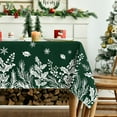 thumbnail image 3 of Christmas Tablecloth 60×120 Inch Rectangular, Floral Leaf Green Washable Table Cover for Party Picnic Dinner Decor, 3 of 6