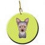 Carolines Treasures BB1294CO1 Checkerboard Lime Green Yorkie Puppy Ceramic Ornament 3 in multicolor