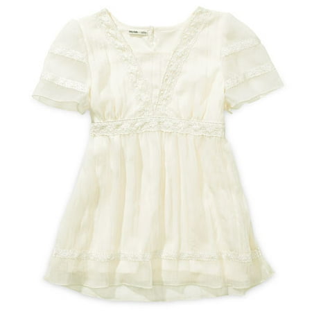 mary-kate and ashley brand - Girls' Chiffon Top with Lace Trim