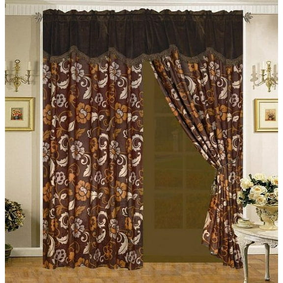 Orly's Dream Microfiber Curtain Set with  Valance Sheer and Tie-Backs (Bridget)
