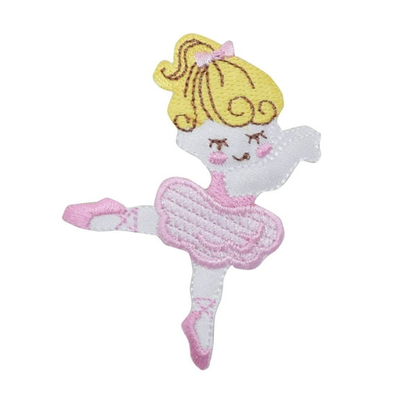Ballerina Girl Blonde Hair Pink Dress Iron On Embroidered Applique Patch