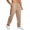 thumbnail image 4 of Resicozy Men Sweatpants With Pockets Baggy Straight Leg Drawstring Waist Joggers Pant Workout Gym Athletic Running Sweat Pants Camel L, 4 of 6