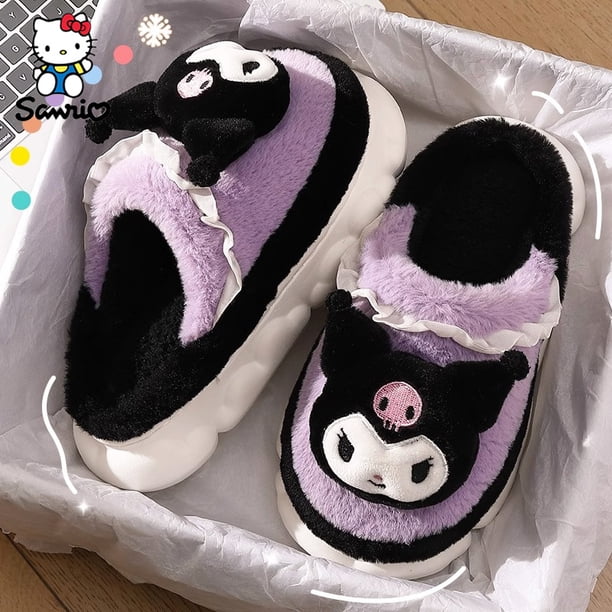 Zapatillas Sanrio de felpa para mujer, pantuflas de algodón, Kuromi Cinnamoroll, Anime Melody, Hello Kitty, cálidas, antideslizantes, Invierno2739