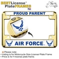 thumbnail image 2 of [Officially Licensed U.S. Air Force Product] - Motorcycle Domed Custom-Made Personalized Metal License Plate Frame with Proud Parent US Air Force & Wings Symbol Design - Gold, 2 of 7