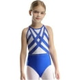 thumbnail image 2 of TiaoBug Kids Girls Gymnastics Leotards Sleeveless Shiny Ballet Dance Performance Biketard Tumbling Jumpsuit Royal Blue 14, 2 of 7