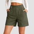 thumbnail image 2 of vigerkar High Waisted Shorts Women Cotton Button Detail Casual Shorts Vacation Short Pants with Pockets, Lightweight Classic Fit Summer Beach Travel (Dark Green, 3XL), 2 of 7