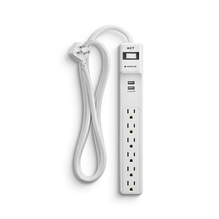 UPC: 0718103313216 | NXT Technologies 6-Outlet 2 USB Surge Protector 6ft Cord 900 Joules NX54315