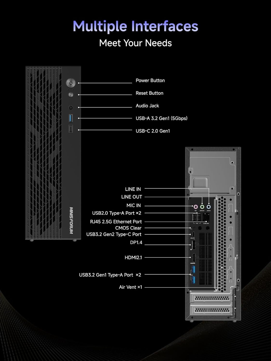MINISFORUM 795S7 Mini Gaming PC AMD Ryzen9 7945HX Processor Barebone Computer Radeon 610M Graphics
