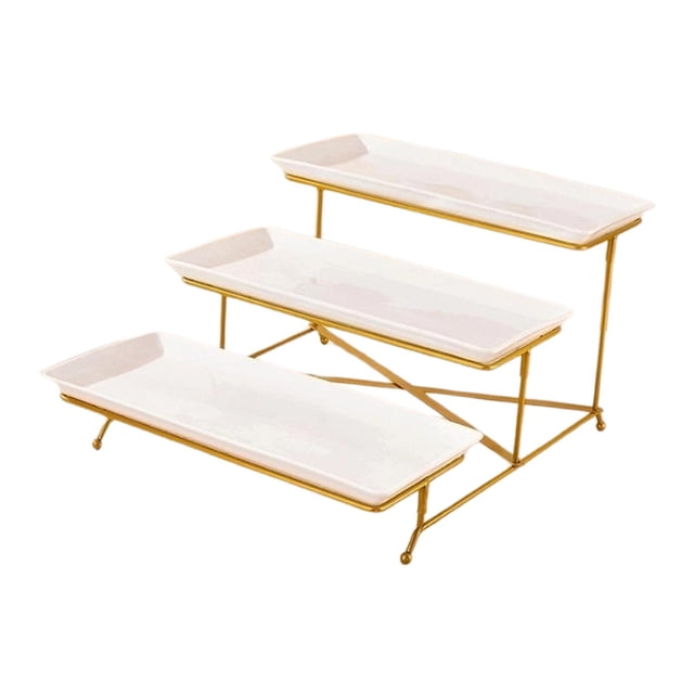 Soporte multiusos para cupcakes de 3 niveles, ideal para postres, repostería y aperitivos. oro y blanco