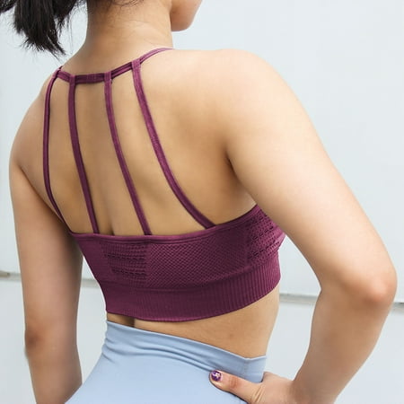 

Women Yoga Sports Bra Underwear Stretchy Solid Color Breathable for Fitness Running S