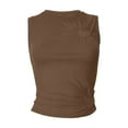 thumbnail image 4 of Heisall Womens Tops Spring Summer Solid Color Round Neck Irregular Pleats Waist-Cinching Heart Cutout 2025 New Arrival Fashion, 4 of 4