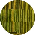 thumbnail image 1 of Ahgly Company Machine Washable Indoor Round Abstract Yellow Modern Area Rugs, 4' Round, 1 of 4