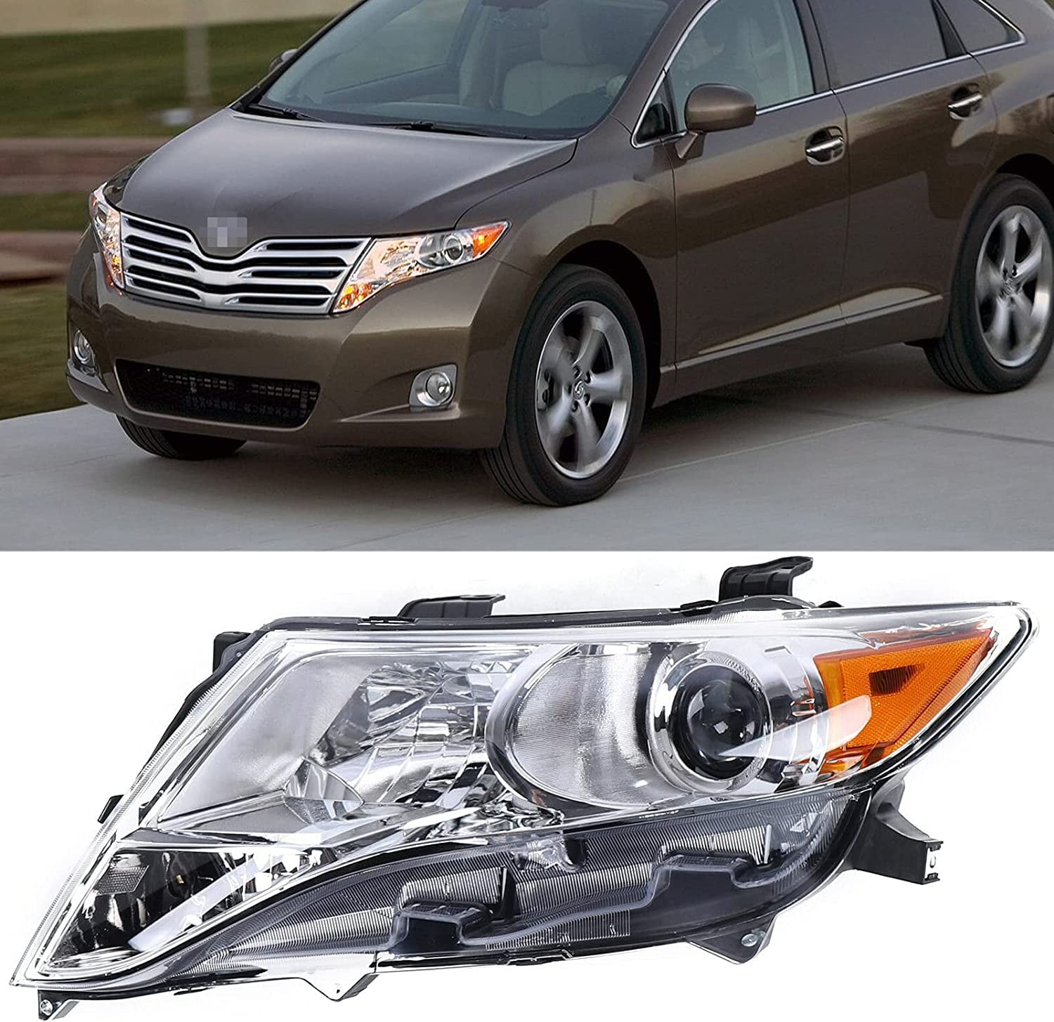 Denset Halogen Headlights Headlamps Assembly For 2009-2016 Toyo-ta Venza Left + Right Side