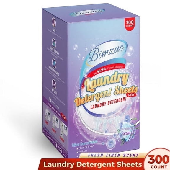 FVSA 300 Laundry Detergent Sheets up to 600 Loads, Fresh Linen Scent, Great for Travel