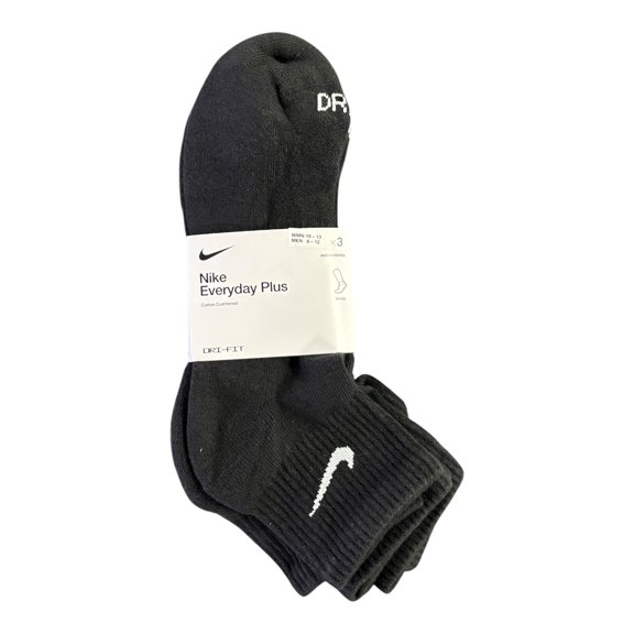 Nike Mens 3 Pack Everyday Plus Cushioned Ankle Socks Size Large (SX6890-010)