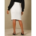 thumbnail image 4 of DARING DIVA Women's Asymmetrical Front Split Belted Midi Pencil Skirt S White, 4 of 6