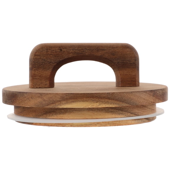 LOLIPPYY Storage Jar Lid Set with Wooden Cover Wide Mouth Replacement for Canning Jars Multipurpose Light Brown Acacia