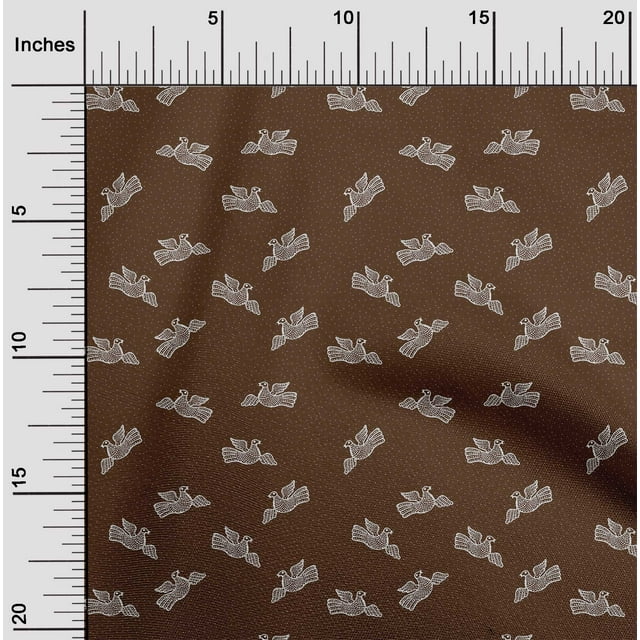 oneOone Viscose Jersey Brown Fabric Dot & Bird Block Sewing Craft Projects Fabric Prints By Yard 60 Inch Wide