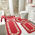 thumbnail image 7 of PoyoKee 4pcs Bathroom Rugs, 47" x 19.6" Rose Floral Absorbent Bath Mat, Non Slide Washable Rugs for Bedroom Shower Toilet Tub, Room Decor, Red, 7 of 7