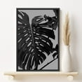 thumbnail image 2 of PixonSign Framed Canvas Print Wall Art Monstera Leaf on Gray Background Nature Plants Photography Modern Art Chic Relax/Calm Dark Black and White for Living Room, Bedroom, Office - 24"x36" Black, 2 of 5