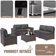 thumbnail image 4 of Kullavik Patio Furniture Set Sofa 6-Piece Wicker Sectional Sofa Set, Outdoor Furniture Rattan Patio Conversation Set with Thickened Cushions and Glass Coffee Table,Gray, 4 of 8