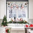 Snowman Curtains Valance for Bedroom Living Room, Christmas Tree Red