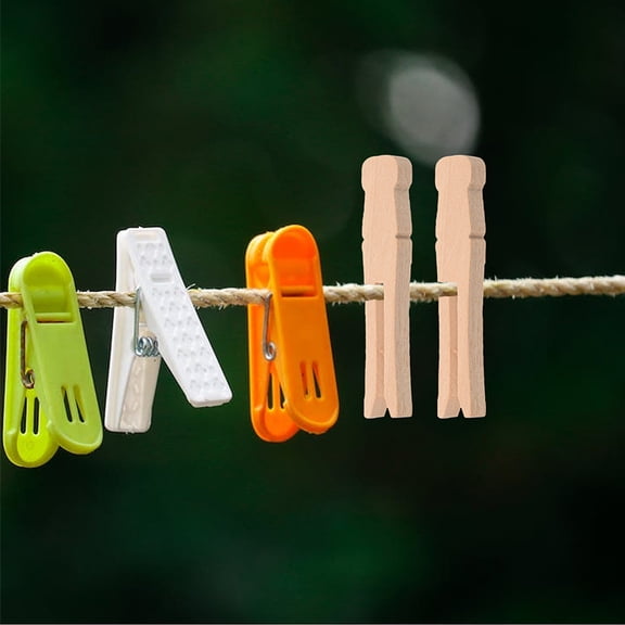 FELTECHELECTR 50Pcs Vintage Wood Clothes Pins Heavy Duty for Craft Projects Closet Organization 2.6X0.4X0.2In