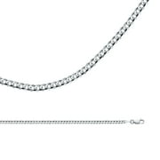 Cuban Curb Necklace Solid 14k White Gold Chain Concave Link Polished Finish Genuine, 3.1 mm - 22 inch