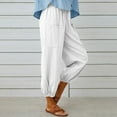 thumbnail image 5 of WREESH Womens Cotton Linen Pants Fashion Summer Casual Loose and Pocket Trousers Pants White, 5 of 8